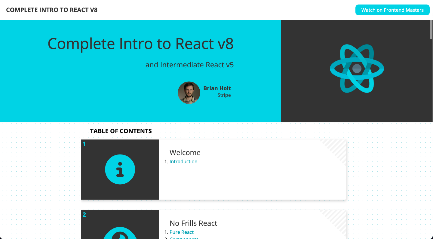Frontend Masters's React course